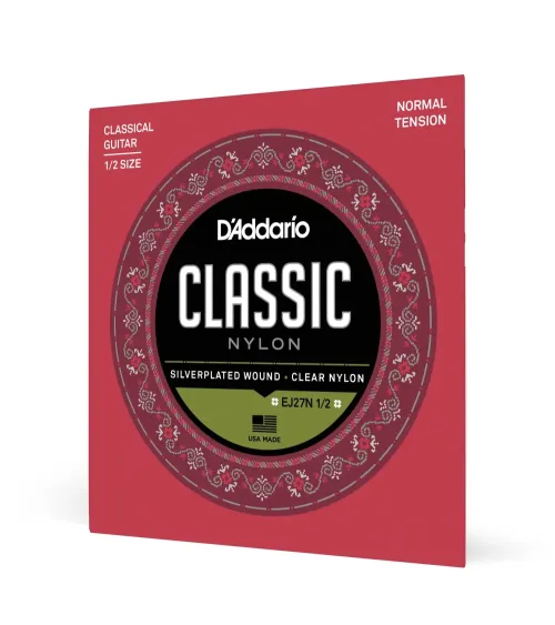 D'Addario EJ27N 1/2, cuerdas de nailon para guitarra clásica, nivel principiante, tensión normal