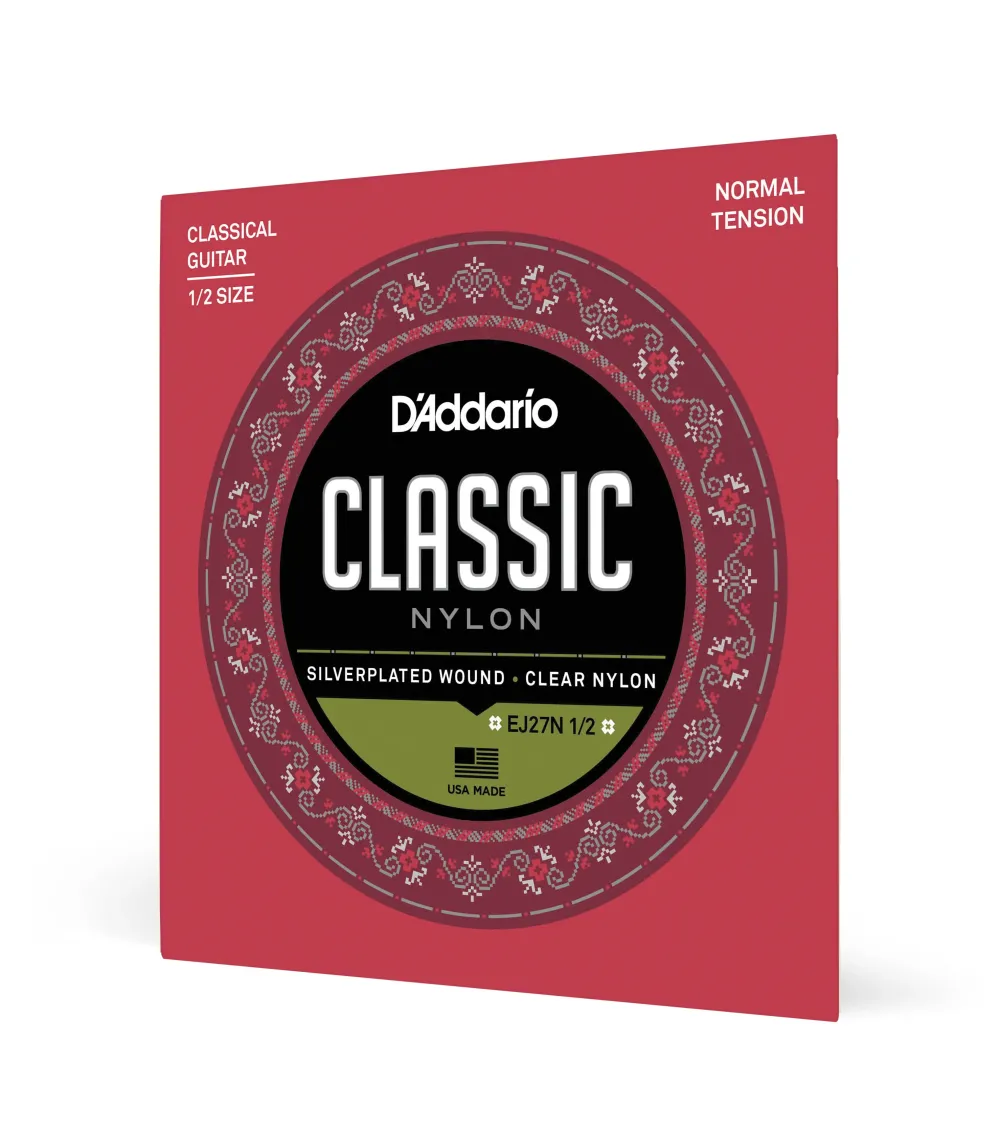 D'Addario EJ27N 1/2, cuerdas de nailon para guitarra clásica, nivel principiante, tensión normal