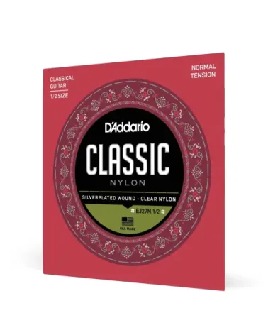 D'Addario EJ27N 1/2, cuerdas de nailon para guitarra clásica, nivel principiante, tensión normal