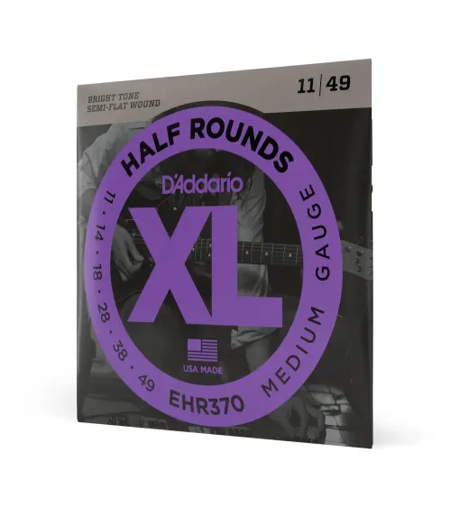D'Addario EHR370 Half Round, cuerdas para guitarra eléctrica, tensión media, 11-49