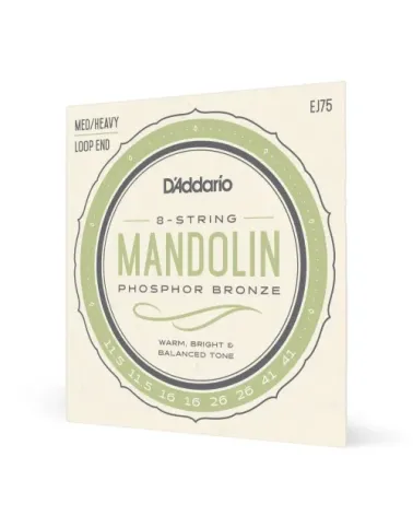 D’Addario EJ75. Cuerdas para mandolina, bronce fosforado, calibre medio/grueso, 11,5-41