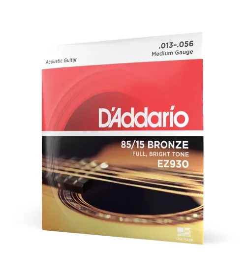 D'Addario EZ930, cuerdas para guitarra acústica, bronce 85/15, tensión media, 13-56
