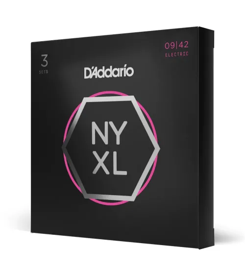D'Addario NYXL0942-3P - Corde avvolte in nickel per chitarra elettrica, scalatura super leggera, 9-42, 3 mute
