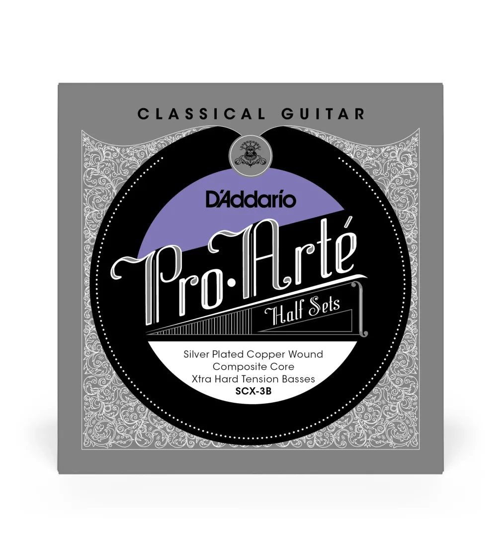 D’Addario SCX-3B Pro Arté. Cobre plateado sobre núcleo de composite. Medio juego para guitarra clásica, tensión extraalta