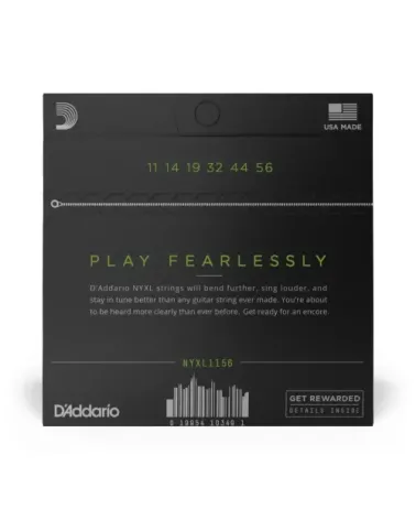 D'Addario NYXL1156. Cuerdas para guitarra eléctrica de entorchado de níquel, calibre medio agudas/extragrueso en graves, 11-56
