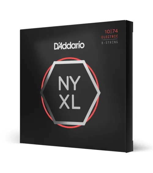 D'Addario NYXL1074. Cuerdas para guitarra de 8 cuerdas de entorchado de níquel, calibre fino en agudas/grueso en graves, 10-74