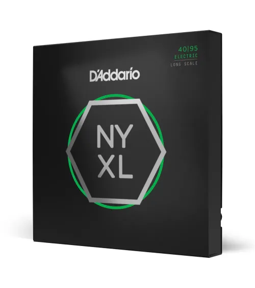 D'Addario NYXL4095 - Corde avvolte in nickel per basso, scalatura super leggera, 40-95, scala lunga