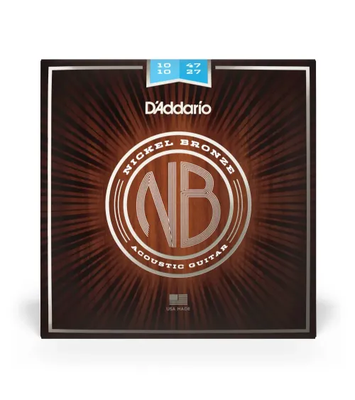 D'Addario NB1047-12 - Corde in nickel-bronzo per chitarra acustica a 12 corde, scalatura leggera, 10-47
