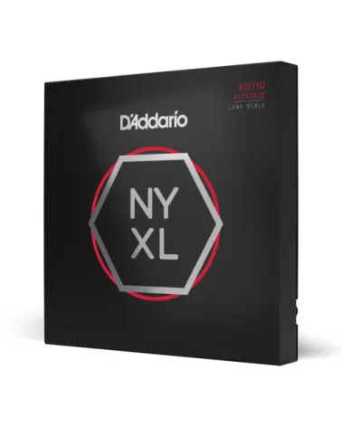 D'Addario NYXL55110 - Corde avvolte in nickel per basso, scalatura pesante, 55-110, scala lunga