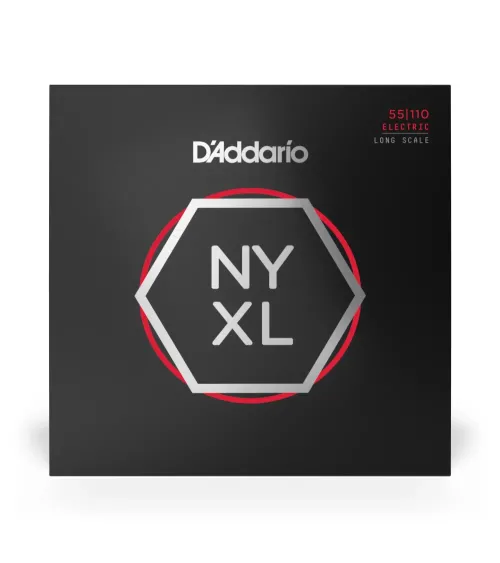 D'Addario NYXL55110 - Corde avvolte in nickel per basso, scalatura pesante, 55-110, scala lunga