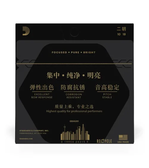 D’Addario ERHU01. Cuerdas para erhu, tensión media, 10-18