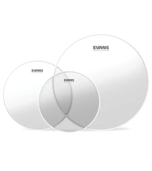Juego de parches transparentes para toms (12, 13 y 16 pulgadas/305, 330 y 406 mm), estándar, G2 de EVANS.