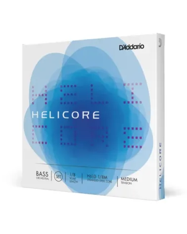 Juego de cuerdas Helicore para contrabajo, serie de orquesta de D'Addario, escala 1/8, tensión media.