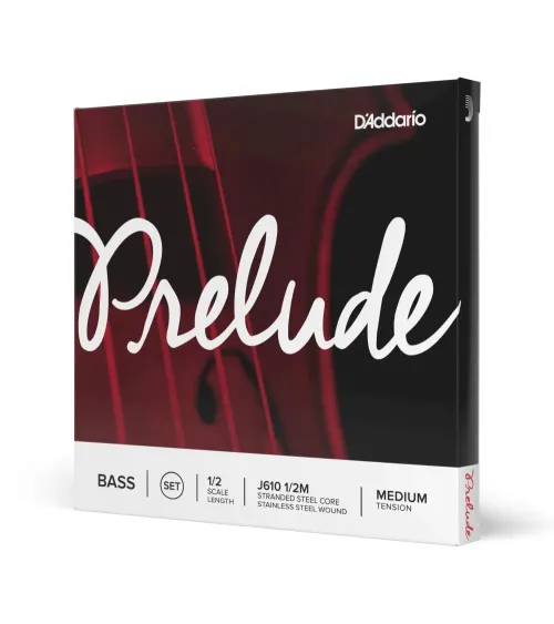 Juego de cuerdas para contrabajo Prelude de D'Addario, escala 1/2, tensión media.