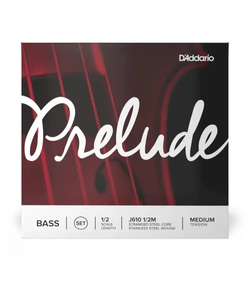 Juego de cuerdas para contrabajo Prelude de D'Addario, escala 1/2, tensión media.