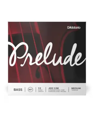 Juego de cuerdas para contrabajo Prelude de D'Addario, escala 1/2, tensión media.