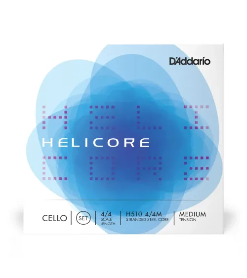 Juego de cuerdas para violonchelo Helicore de D'Addario, escala 4/4, tensión media.