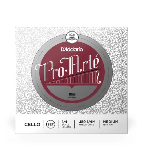 Juego de cuerdas para violonchelo Pro-Arte de D'Addario, escala 1/4, tensión media. Juego de cuerdas para violonchelo Pro-Arte de D'Addario, escala 1/4, tensión media.