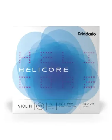 Juego de cuerdas para violín Helicore de D'Addario, escala 1/8, tensión media.
