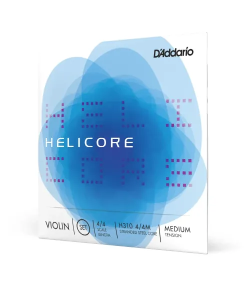 Juego de cuerdas para violín Helicore de D'Addario, escala 4/4, tensión media.