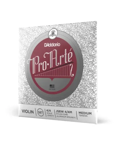 Juego de cuerdas para violín Pro-Arte de D'Addario con cuerda Mi entorchada, escala 4/4, tensión media.