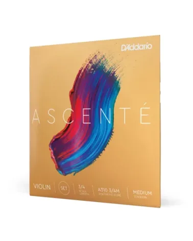 D’Addario Ascenté. Juego de cuerdas para violín, escala 3/4, tensión media