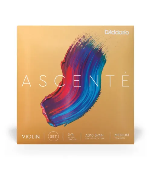D’Addario Ascenté. Juego de cuerdas para violín, escala 3/4, tensión media