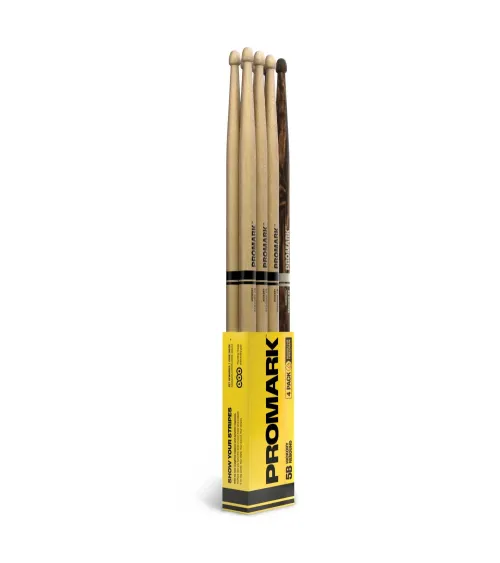 ProMark. Baqueta Rebound 5B. Nogal americano con punta de bellota, FireGrain, pack de 4