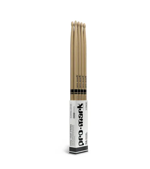 ProMark Classic Forward 7A Hickory Drumstick, Oval Wood Tip, 4-Pack