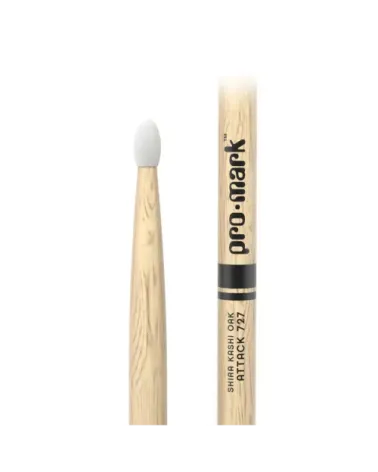 Baquetas ProMark Classic Attack 727, Roble Shira Kashi con punta ovalada de nailon