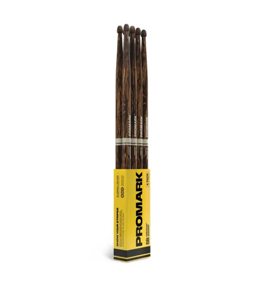 Baquetas ProMark Rebound 5B FireGrain, Nogal americano con punta de bellota, pack de 4,