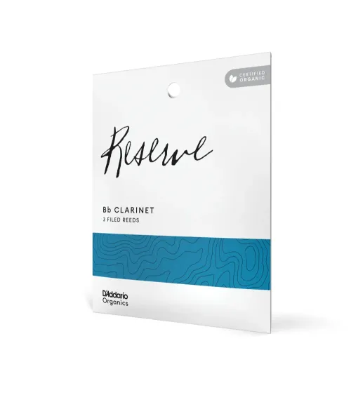 D'Addario Organic Reserve. Cañas para clarinete en Bb, fuerza 2.0, envase individual, pack de 3