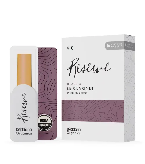 D'Addario Organic Reserve Classic. Cañas para clarinete en Bb, fuerza 4.0, pack de 10