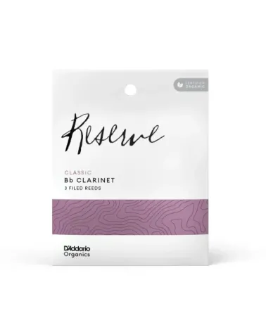 D'Addario Organic Reserve Classic. Cañas para clarinete en Bb, fuerza 2.5, envase individual, pack de 3