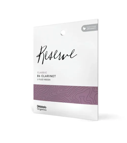D'Addario Organic Reserve Classic. Cañas para clarinete en Bb, fuerza 3.5, envase individual, pack de 3