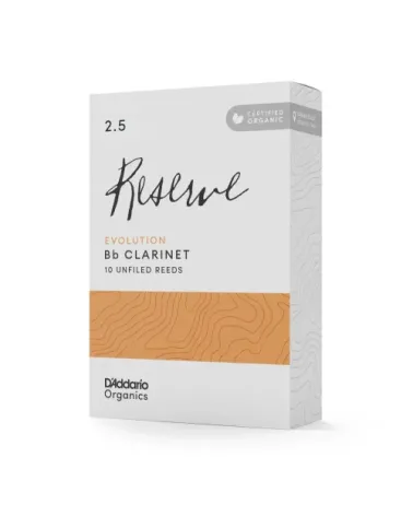 D'Addario Organic Reserve Evolution. Cañas para clarinete en Bb, fuerza 2.5, pack de 10
