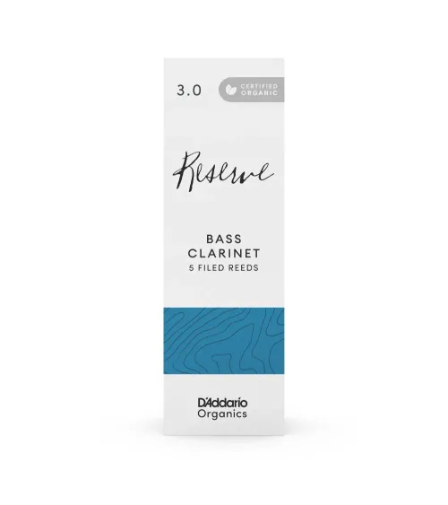 D'Addario Organic Reserve. Cañas para clarinete bajo, fuerza 3.0, pack de 5
