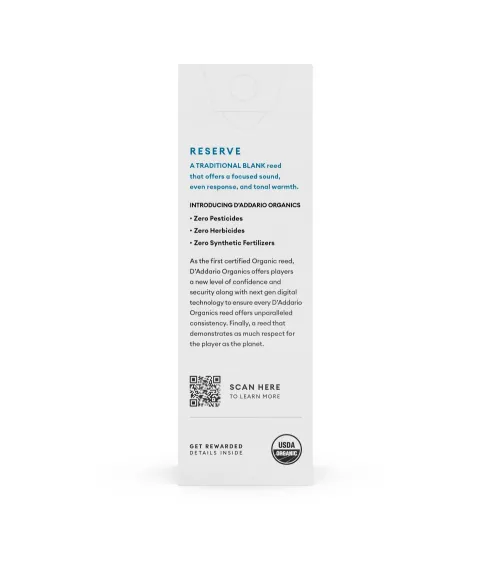 D'Addario Organic Reserve. Cañas para clarinete bajo, fuerza 3.0, pack de 5
