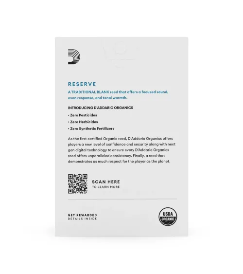 D'Addario Organic Reserve. Cañas para clarinete en Eb, fuerza 2.0, pack de 10