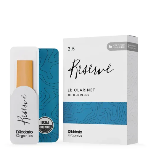 D'Addario Organic Reserve. Cañas para clarinete en Eb, fuerza 2.5, pack de 10
