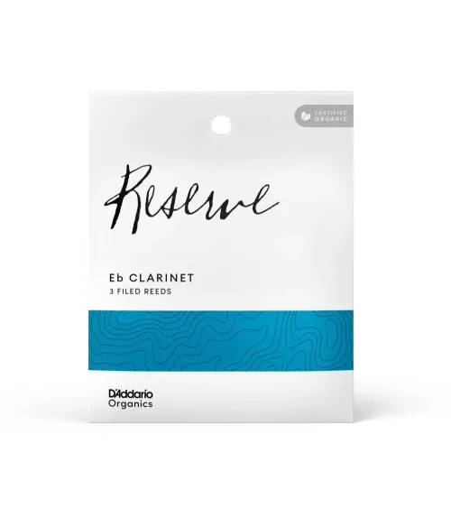 D'Addario Organic Reserve. Cañas para clarinete en Eb, fuerza 2.5, envase individual, pack de 3