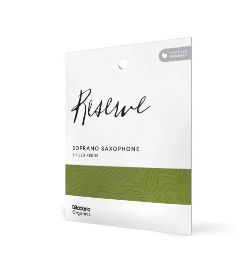 D'Addario Organic Reserve. Cañas para saxofón soprano, fuerza 3.0+, envase individual, pack de 3