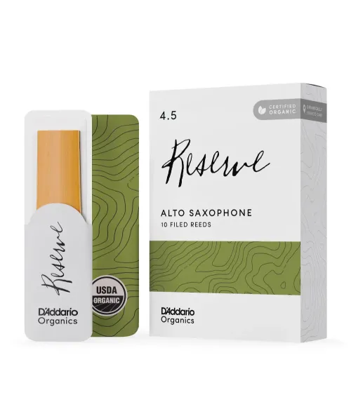 D'Addario Organic Reserve. Cañas para saxofón alto, fuerza 4.5, pack de 10