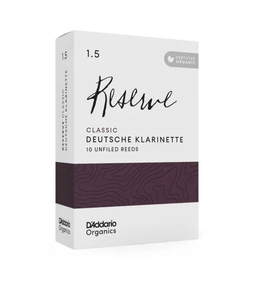 D'Addario Organic Reserve Classic. Cañas para clarinete alemán, fuerza 1.5, pack de 10
