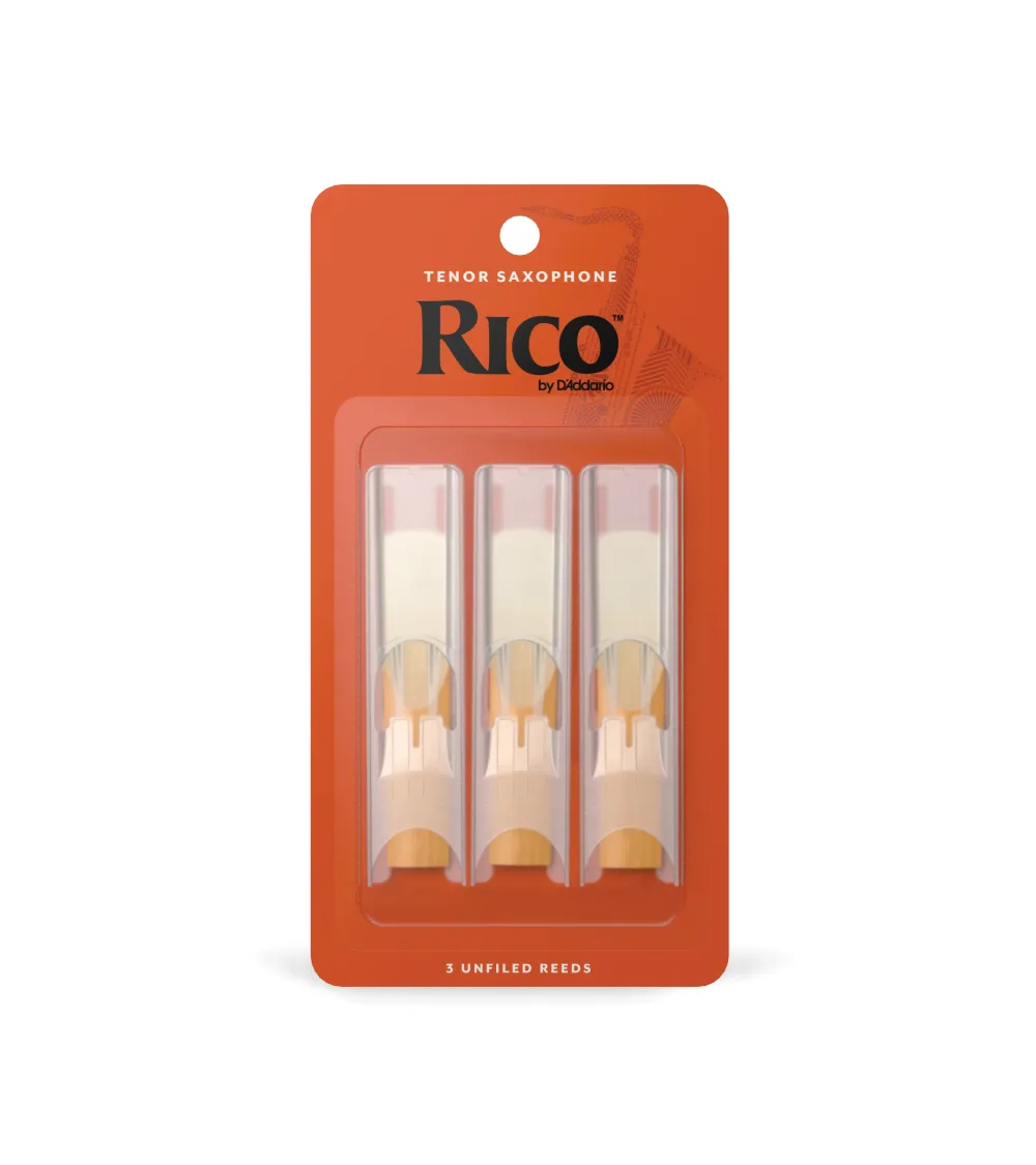 Cañas para saxo tenor Rico, resistencia de 3.0, paquete de 3