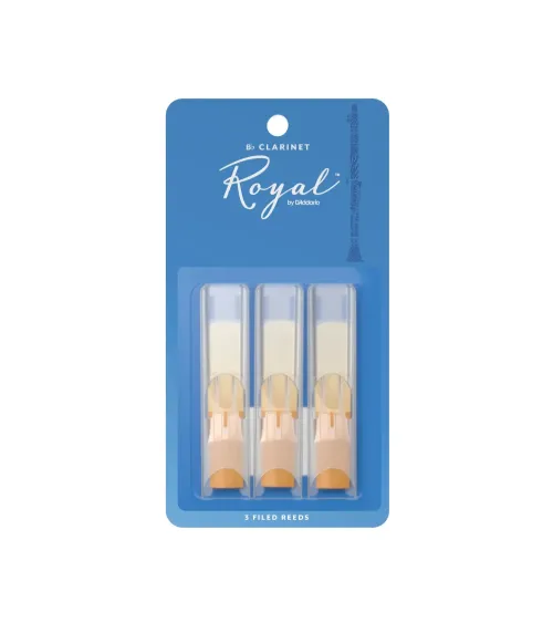 Cañas para clarinete en Si bemol Rico Royal, resistencia de 3.0, paquete de 3