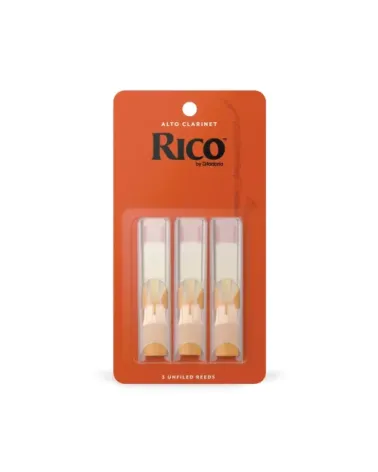 Cañas para clarinete alto Rico, resistencia de 2.5, paquete de 3