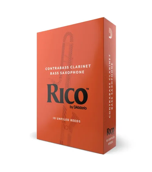 Cañas para clarinete contrabajo Rico, resistencia de 2.5, paquete de 10