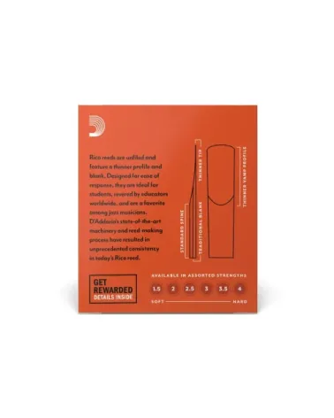 Cañas para saxo soprano Rico, resistencia de 2.5, paquete de 10