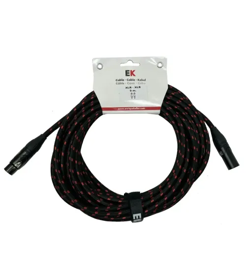 CABLE EK AUDIO TRENZADO DE TELA PARA MICRÓFONO XLR-XLR MACHO-HEMBRA 9 METROS CABLE EK AUDIO TRENZADO DE TELA PARA MICRÓFONO XLR-XLR MACHO-HEMBRA 9 METROS